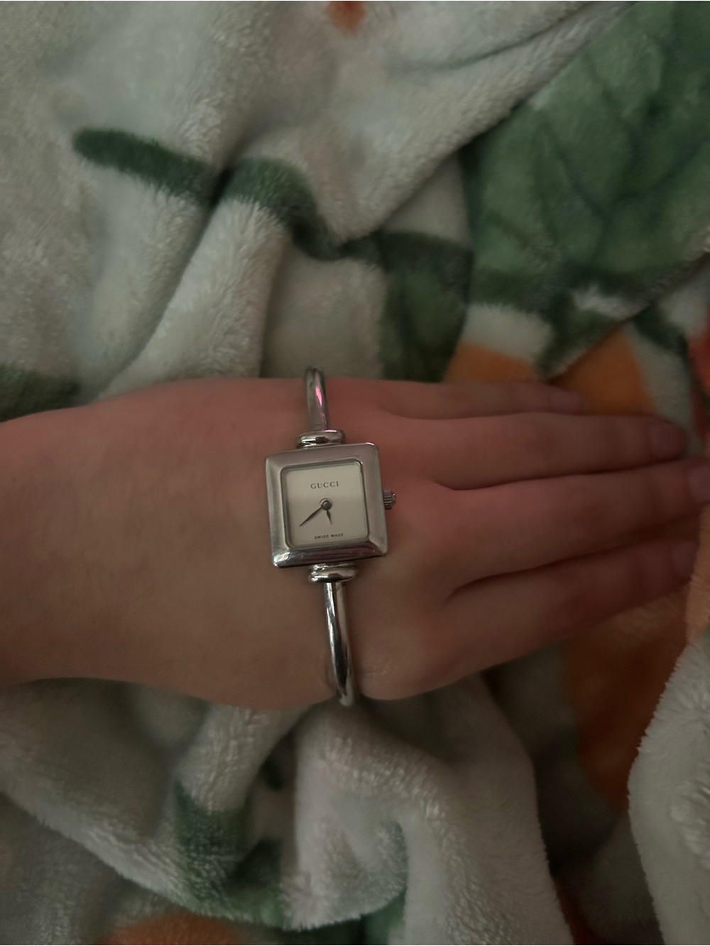 Gucci Silver Square Bangle Watch Bracelet
